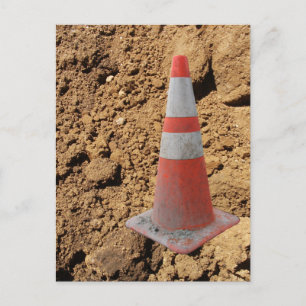 Traffic Cone, Construction Dirt Pile Postcard