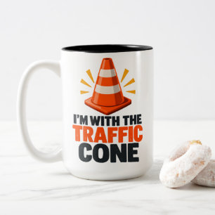 Traffic cone I'm with the traffic cone humour Two-Tone Coffee Mug