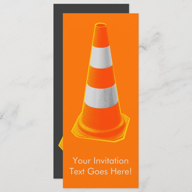 Traffic Cone with Grey Stripes Invitation (Front/Back)