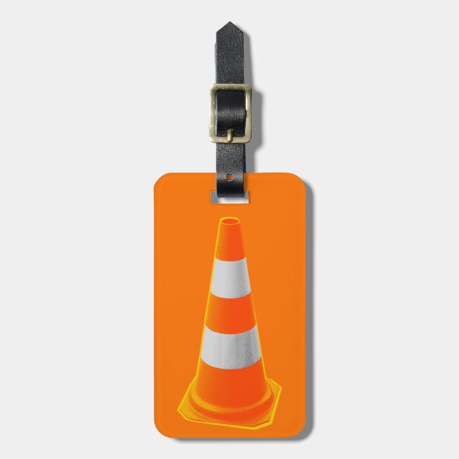 Traffic Cone with Grey Stripes Luggage Tag (Front Vertical)