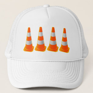 Traffic Cone with Grey Stripes Trucker Hat