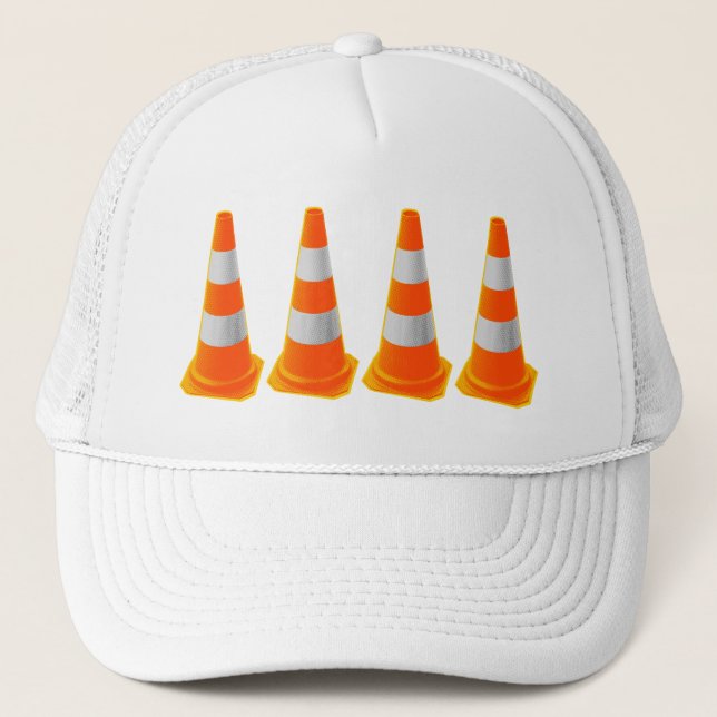 Traffic Cone with Grey Stripes Trucker Hat (Front)