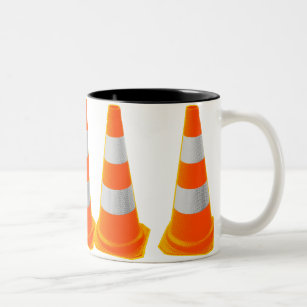 Traffic Cone with Grey Stripes Two-Tone Coffee Mug