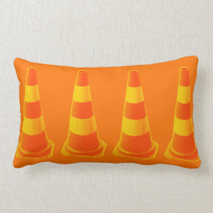 Traffic Cone with Yellow Stripes Lumbar Cushion