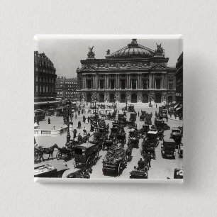 Traffic in front of the Paris Opera House 15 Cm Square Badge