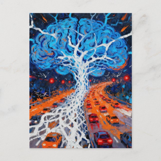 Traffic Jam in The Brain Surreal Postcard (Front)