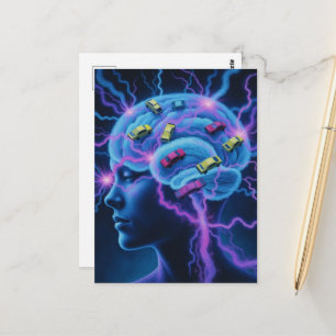 Traffic Jam in The Brain Surreal Postcard