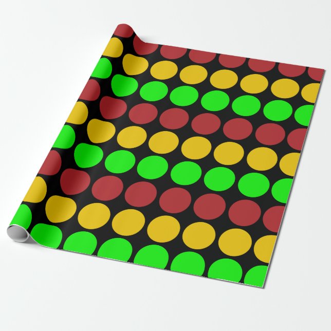 Traffic Light Ahead Caution Road Sign Pattern  Wrapping Paper (Unrolled)
