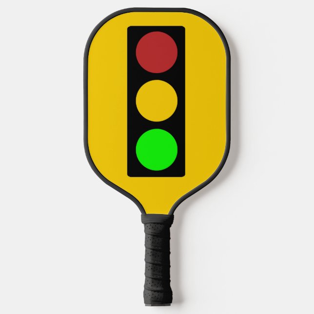 Traffic Light Ahead Caution Road Sign Pickleball P Pickleball Paddle (Front)