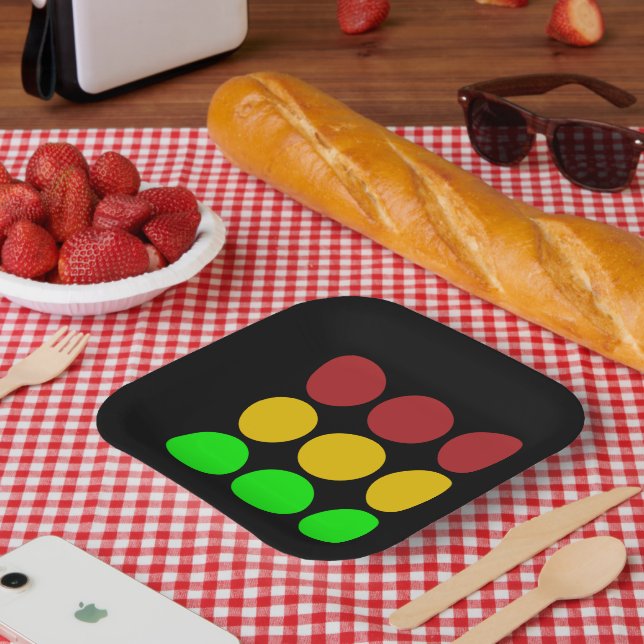 Traffic Light Ahead Caution Sign Pattern  Paper Plate (Picnic)