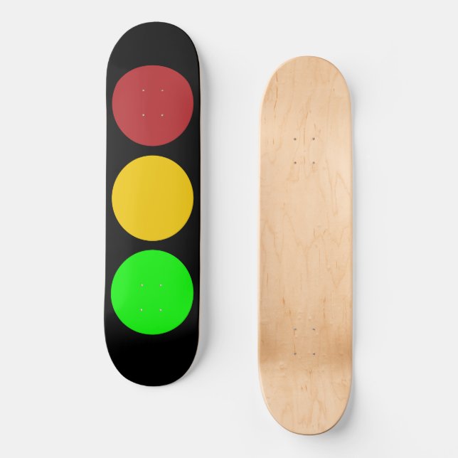 Traffic Light Ahead Caution Sign Skateboard (Front)