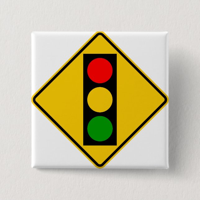 Traffic Light Ahead Highway Sign 15 Cm Square Badge (Front)