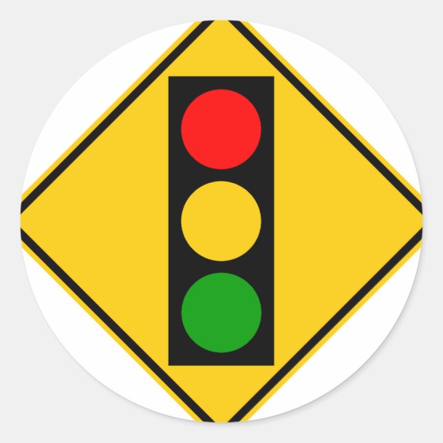Traffic Light Ahead Highway Sign Classic Round Sticker (Front)