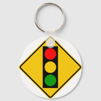 Traffic Light Ahead Highway Sign Key Ring