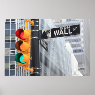 Traffic Light and Wall Street Sign
