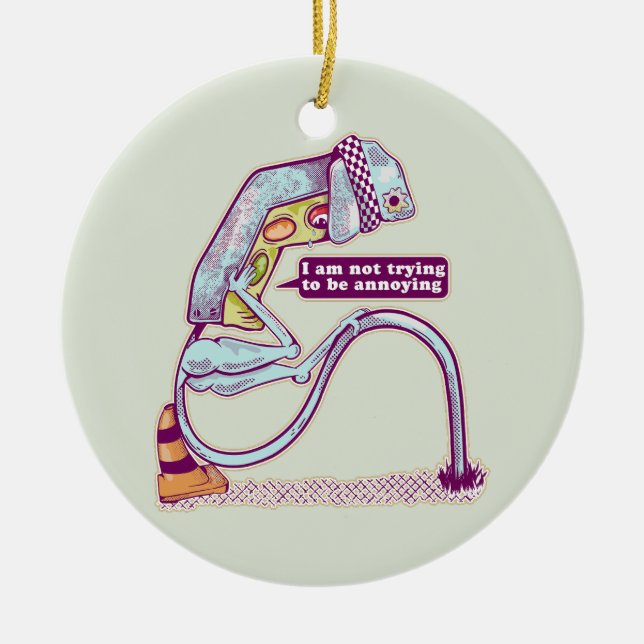 Traffic light looking sad ceramic tree decoration (Front)