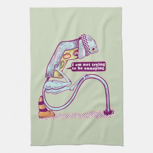 Traffic light looking sad tea towel (Vertical)