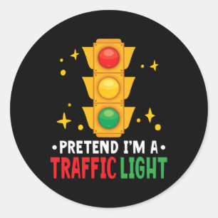 Traffic Light Lover Halloween Pretend I'm A Traffi Classic Round Sticker