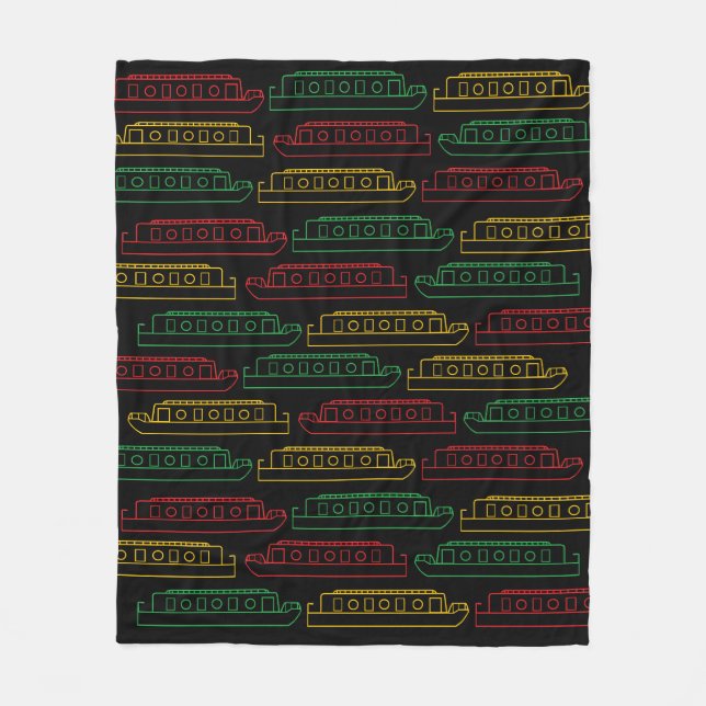 Traffic Lights Barges Canal Boats Pattern Fleece Blanket (Front)
