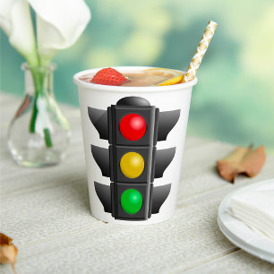 Traffic Lights Red Yellow Green Signal Paper Cups