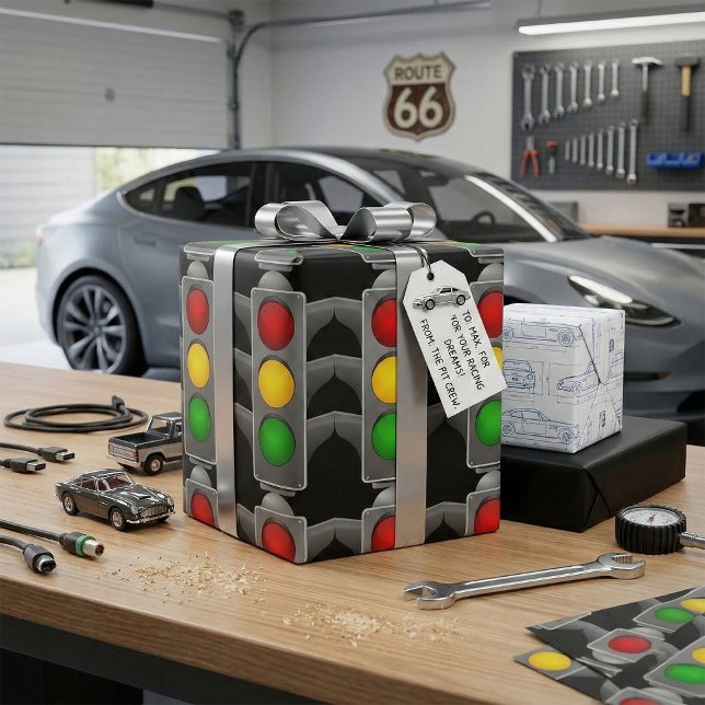 Traffic Lights Red Yellow Green Signal Wrapping Paper (Creator Uploaded)