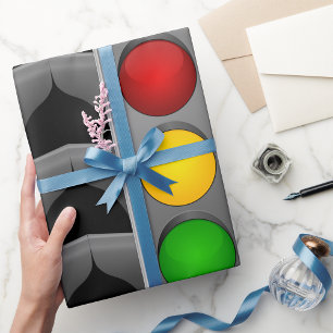 Traffic Lights Red Yellow Green Signal Wrapping Paper