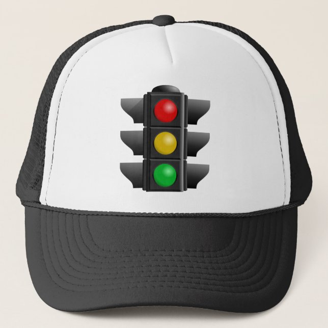 TRAFFIC LIGHTS RED YELLOW GREEN SIGNS DIRECTION TRUCKER HAT (Front)