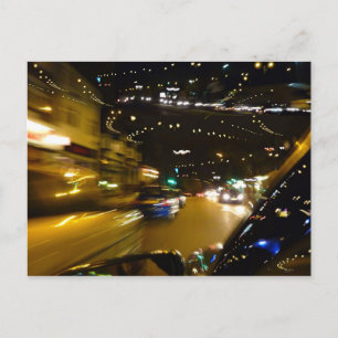 Traffic night lights postcard