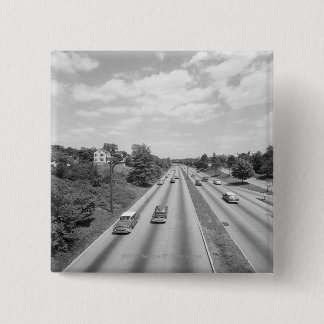 Traffic on highway 15 cm square badge
