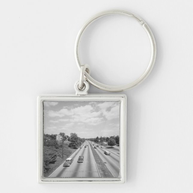 Traffic on highway key ring (Front)