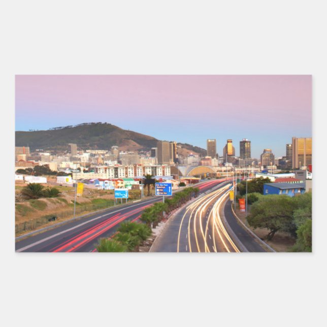 Traffic On Motorway To Cape Town, Western Cape Rectangular Sticker (Front)