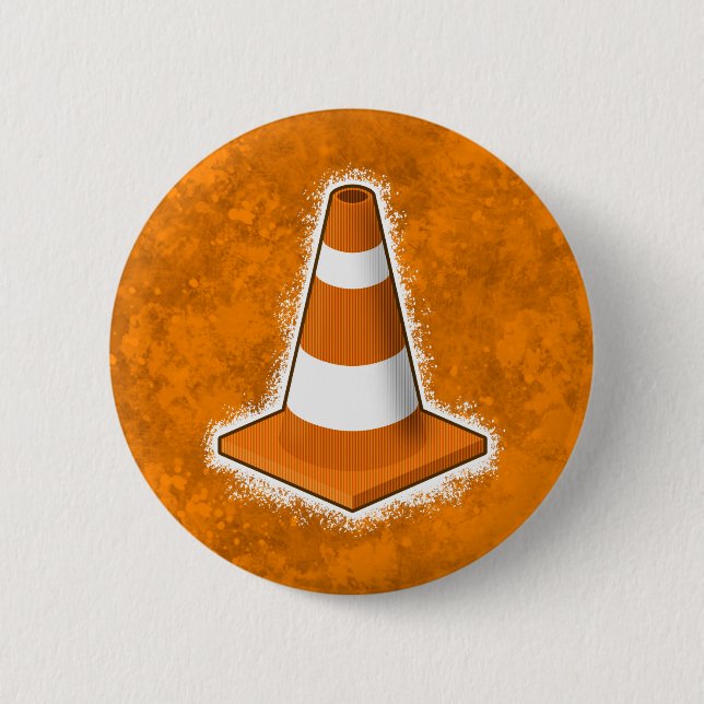 Traffic Safety Cone Splatter 6 Cm Round Badge (Front)