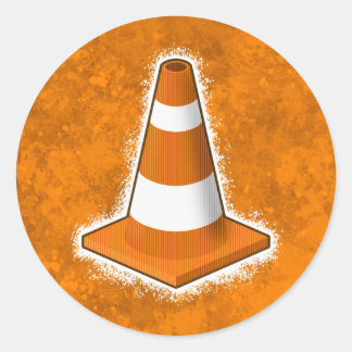 Traffic Safety Cone Splatter Classic Round Sticker