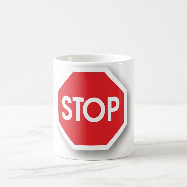 Traffic stop sign (infrastructure road works) coffee mug (Center)