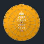 Traffic Yellow Accent Keep Calm And Your Text Dartboard<br><div class="desc">Your personalised Keep Calm saying on a fine custom golden yellow accent colour style decor. A personalised Keep Calm style saying on a one of a kind gift. Humourous or whimsical try on your creative words on two editable lines of text. Remember to use CAPITAL letters for best results. Use...</div>
