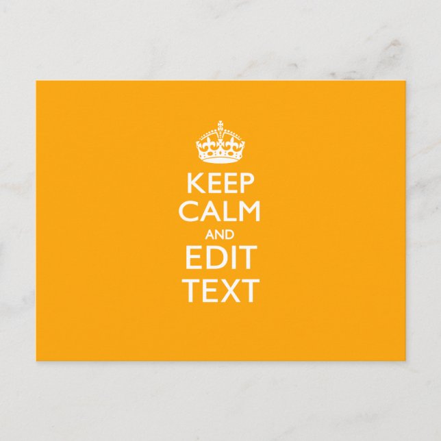 Traffic Yellow Accent Keep Calm And Your Text Postcard (Front)
