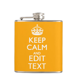 Traffic Yellow Decor Keep Calm And Your Text Hip Flask