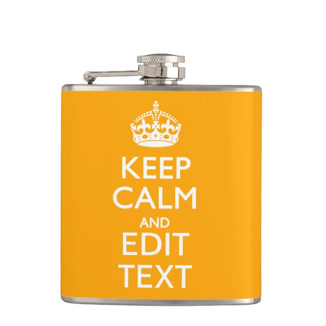 Traffic Yellow Decor Keep Calm And Your Text Hip Flask (Front)