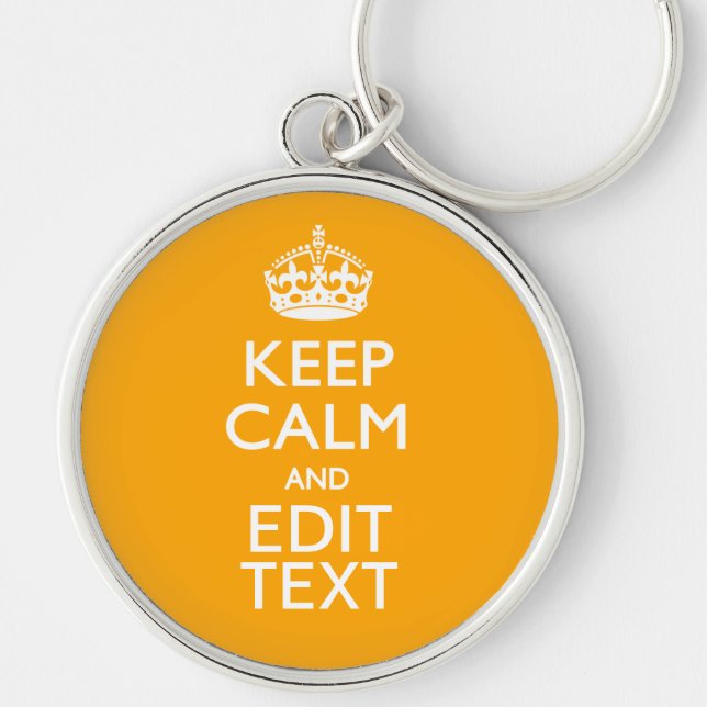 Traffic Yellow Decor Keep Calm And Your Text Key Ring (Front)