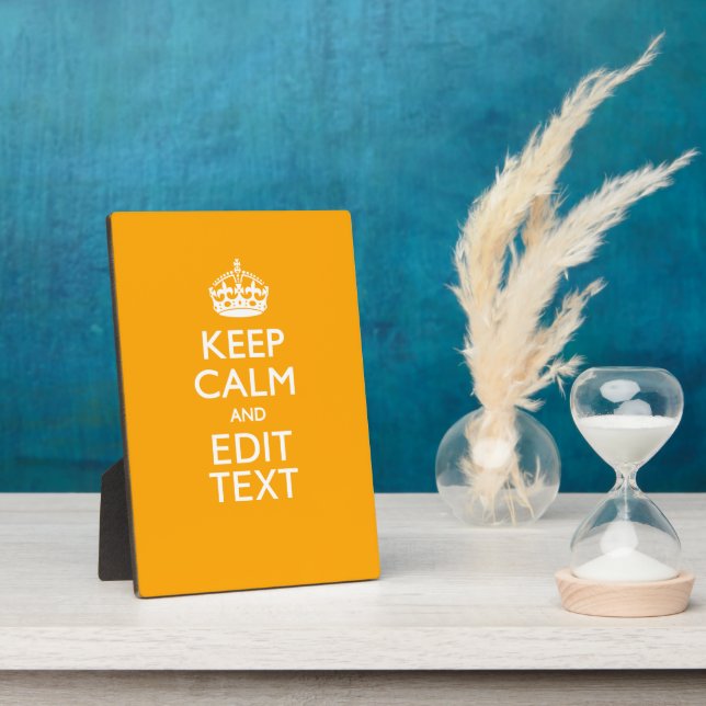 Traffic Yellow Decor Keep Calm And Your Text Plaque (Side)