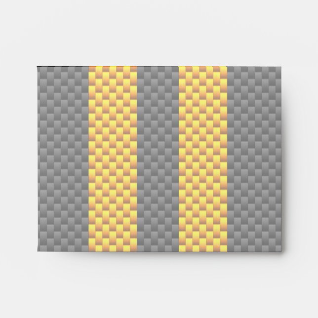 Traffic Yellow Racing Stripes Carbon Fibre Style Envelope (Front)