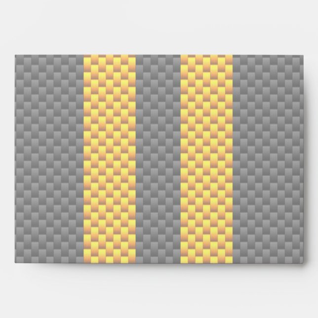 Traffic Yellow Racing Stripes Carbon Fibre Style Envelopes (Front)