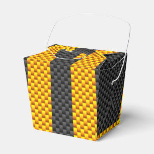 Traffic Yellow Racing Stripes Carbon Fibre Style Favour Box