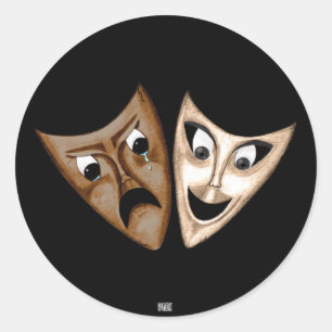 Tragedy & Comedy Classic Round Sticker