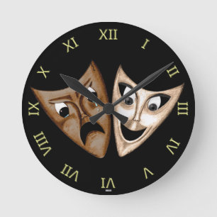Tragedy & Comedy Round Clock