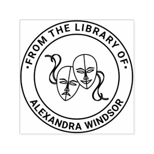 Tragedy Comedy Theater Masks #1 Library Book Name Self-inking Stamp