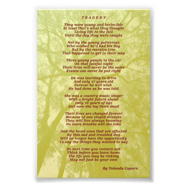 Tragedy Photo Enlargement (Front)