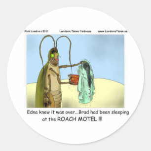 Tragedy @ Roach Motel Funny Gifts Tees Mugs Etc Classic Round Sticker