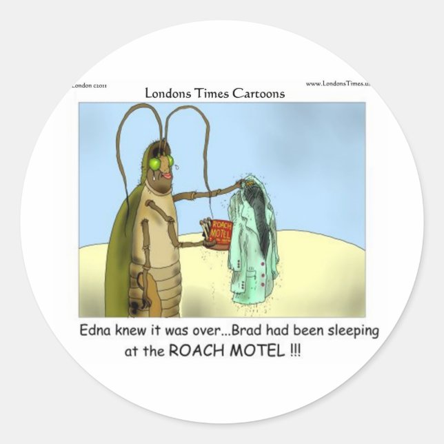 Tragedy @ Roach Motel Gifts Tees Mugs Cards Etc Classic Round Sticker (Front)