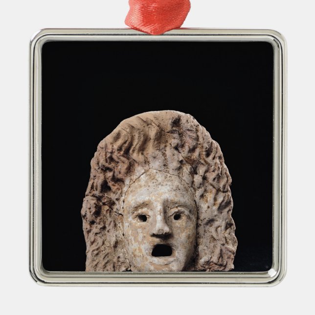 Tragic mask metal tree decoration (Front)